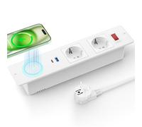 Airmom Ciabatta elettrica da incasso con caricatore wireless da 15 W e interruttore, presa da tavolo da incasso con USB C 20 W e porta USB, colore: bianco