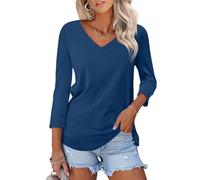 AirMood Camicie da Donna Casual con Maniche a 3/4, Blu, XL