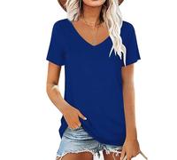 AirMood Maglietta Estiva da Donna, Scollo a V, Casual, a Maniche Corte, Tunica, Blu, XL