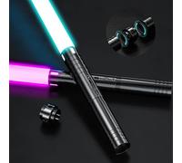 Airmsa Spada Laser RGB 15 Colori, Spada Laser Ricaricabile USB con Suono FX, Spada Laser Giocattolo per Bambini, Halloween, combattente Galassia (2 PC)