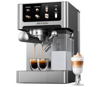 AIRMSEN 20 Bar Macchina Espresso per Casa con Frotheria Automatica, Cappuccino & Latte Caffè Macchina, Doppio Boiler Quick Estrazione (1350W+1000W), Acciaio Inox, Serbatoio d'Acqua 1.8L, Touchscreen
