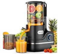 AIRMSEN Estrattore di Succo a Freddo Elettrico, Slow Juicer con Imboccatura Extra Large da 147 Mm, Capacità di 2,1 L, Motore da 300 W, Tecnologia a Spirale Lenta Migliorata 7+1, Facile da Pulire Nero