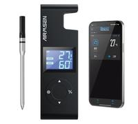 AIRMSEN Termometro da Carne Wireless con Manico in Ceramica Resistente al Calore & Display LCD - Monitoraggio 150M, Controllo via App Bluetooth 5.4 per Affumicatura BBQ - Batteria 1000mAh