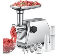 AIRMSEN Tritacarne Elettrico Professionale 2 Lame Acciaio Inox 3 Griglie & Accessori Salsicce Kubbe Motore Silenzioso Pulizia Facile Ideale per Casa