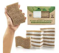 AIRNEX - Spugna da cucina naturale biodegradabile, spugna compostabile in cellulosa e noce di cocco, con funzione abrasiva, spugne ecologiche per piatti, confezione da 12 pezzi