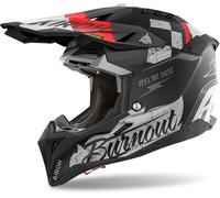 Airoh Aviator 3 Burnout Casco da motocross, nero opaco/rosso, Taglia S (55/56)