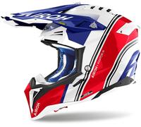 Airoh Aviator 3 Hima Casco da motocross, bianco/blu/rosso, Taglia M (57/58)