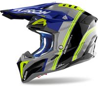 Airoh Aviator 3 Hima Casco da motocross, blu/giallo, Taglia M (57/58)