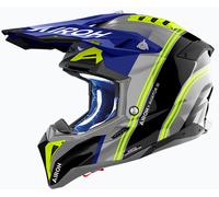 Airoh Aviator 3 Hima, casco da motocross L male Grigio/Nero/Blu/Giallo Fluo