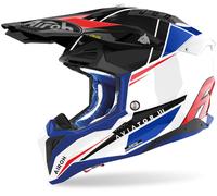 Airoh Aviator 3 Push Casco Motocross, blu/rosso, Taglia S (55/56)
