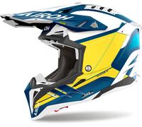 Airoh Aviator 3 Saber Casco da motocross, bianco-blu-giallo, taglia S per maschi
