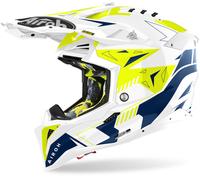 Airoh Aviator 3 Spin Casco Motocross, blu-giallo, taglia S per maschi