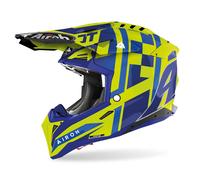 Airoh Aviator 3 TC21 Casco Motocross, blu-giallo, taglia XS per maschi