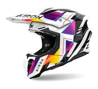AIROH CASCO INTEGRALE TWIST 3 RAINBOW GLOSS LUCIDO BIANCO ENDURO MOTOCROSS