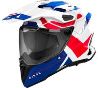 Airoh Commander 2 Reveal Casco da motocross, bianco-rosso-blu, taglia M