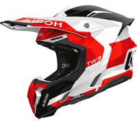 Airoh Twist 3 Fancy Casco da motocross, bianco/nero/rosso, Taglia XS (53/54)