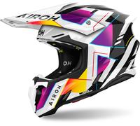 Airoh Twist 3 Rainbow Casco da motocross, nero-bianco-rosa, taglia L per maschi