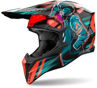 Airoh Wraaap Cyber Casco da motocross, blu-arancione, taglia S per maschi