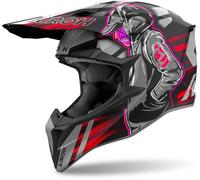 Airoh Wraaap Cyber Casco da motocross, nero-grigio-rosso, taglia S per maschi