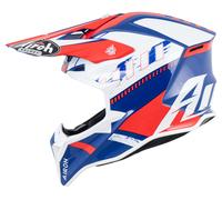 Airoh Wraaap Feel Casco da motocross, bianco-rosso-blu, taglia L per maschi
