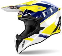 Airoh Wraaap Feel Casco da motocross, bianco-blu-giallo, taglia S per maschi