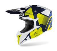 Airoh Wraap Raze Casco Motocross, blu-giallo, taglia XS