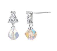 Airokiy Orecchini da donna in argento sterling 925 con zirconi cubi di cristallo Aurora boreale magico cambiamento di colore, design unico