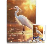 Airone bianco al tramonto per adulti Puzzle da 1000 pezzi Gioco educativo e divertente per imparare, regalo perfetto e premuroso per ogni occasione Dimensioni 50x75cm