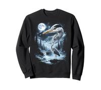 Airone Blu Che Ulula alla Luna Anni '90 retrò Uccello Felpa