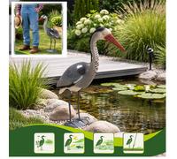 Airone con zampe e base h 57 cm ornamentale in plastica decorazione giardino