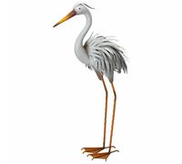 Airone decorativo in metallo, 78,5 cm - un'elegante statuetta da giardino.