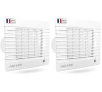 AIROPE-AS-100 mm,Ventola Estrazione,Ventilazione con Alette Interne Automatiche,Aspiratore per Bagno, Wc, Cucina,Buro a Basso Consumo Energetico,Garanzia 5 ANNI (Confezione da 2)