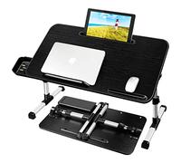 AirOpen Tavolino da Letto, Regolabile in Altezza und Angolo, Tavolino Pieghevole con Cassettiera, Supporto per Tablet, Tavolini per Letto, Divano, Pavimento (60 x 34 cm, Nero)