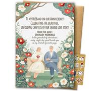 AIROW Biglietto anniversario per marito, Coppia sulla panchina, inglese | Un capitolo della vostra storia; Coppia sulla panchina; inglese; piegato 14,4 x 20,9 cm