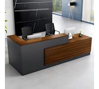 AIROW Moderno banco reception minimalista a forma di L, bancone commerciale con cassetto chiudibile a chiave, armadietto, ripiano per tastiera, design per ufficio, hotel, salone, 2.2 m, destro