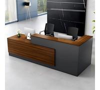 AIROW Moderno banco reception minimalista a forma di L, bancone commerciale con cassetto chiudibile a chiave, armadietto, ripiano per tastiera, design per ufficio, hotel, salone, 1.8 m, sinistro