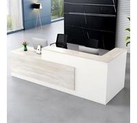 AIROW Moderno banco reception minimalista a forma di L, bancone commerciale con cassetto chiudibile a chiave, armadietto, ripiano per tastiera, design per ufficio, hotel, salone, 2.6 m, sinistro