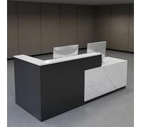 AIROW Moderno banco reception minimalista a forma di L, bancone commerciale con cassetto chiudibile a chiave, armadietto, ripiano per tastiera, design per ufficio, hotel, salone, 2.2 m, destro