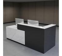 AIROW Moderno banco reception minimalista a forma di L, bancone commerciale con cassetto chiudibile a chiave, armadietto, ripiano per tastiera, design per ufficio, hotel, salone, 2.4 m, sinistro