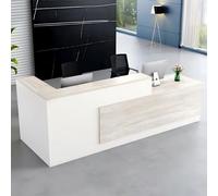 AIROW Moderno banco reception minimalista a forma di L, bancone commerciale con cassetto chiudibile a chiave, armadietto, ripiano per tastiera, design per ufficio, hotel, salone, 2.4 m, destro