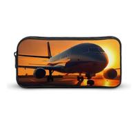 Airplane at Sunset Astuccio grande capacità, minimalista, leggero e resistente, piccola borsa portaoggetti per forniture per ufficio