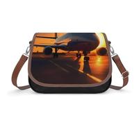 Airplane at Sunset Borsa a tracolla da donna, in pelle, tracolla regolabile, rimovibile, borse a mani libere