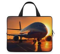 Airplane at Sunset - Custodia per laptop da 17", ultra sottile, leggera e impermeabile, in neoprene resistente, con cinghia da polso