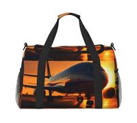Airplane at Sunset Print Ample Travel Large Capacity Hand Travel Bag Carry On Tote Pieghevole Travel Totes Bag