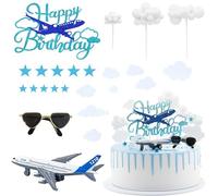 Airplane Cake Topper, 24 PCS Cupcake Toppers Aeroplano, Decorazione della Torta Aeroplano, Topper per Torta Aeroplano Per Compleanni, Feste, Matrimoni, Baby Shower (Aereo)