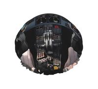 Airplane Cockpit1 Cuffia da doccia da donna riutilizzabile a doppio strato cuffia da bagno tappi per capelli fascia elastica impermeabile da donna spa salone doccia cappelli per capelli