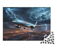 Airplane Flying Storm Adult Jigsaws for Decompression: Airplane Flies through Storm Educational Game Challenge Wall Decoration 52x38cm/1000pcs