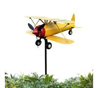 Airplane Garden Windmill - Elevates Outdoor Rural Landscaping Esthetics, Aerodynamic Metal Plane Weathervane Spinner, 28x21x13cm Fuselage Size Dimensions + 83cm Heavy Stake Pole, Rust Proof Co
