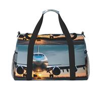 Airplane in the Evening Light Print Travel Pieghevole Impermeabile Leggero Carry On Bagagli Borsa con Tracolla