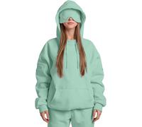 Airplane Mode Travel Hoodie with Eye Mask, Travel Hoodie with Secret Pockets Womens, Sweatshirt Pullover for Flying Sleeping, Wearable Blanket Hoodies for Men Women Sleep (Mint Green,XS)